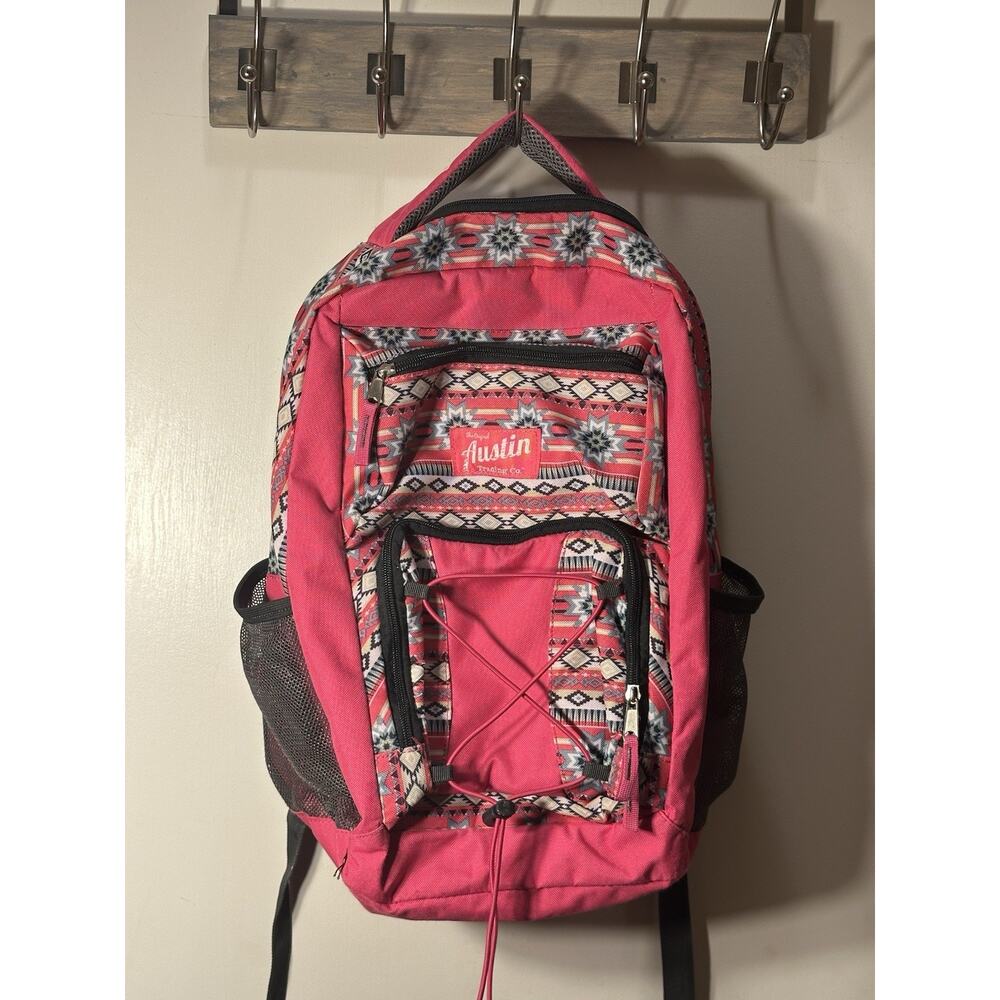 Austin Trading Co Pink Blue White Aztec Print Laptop Backpack